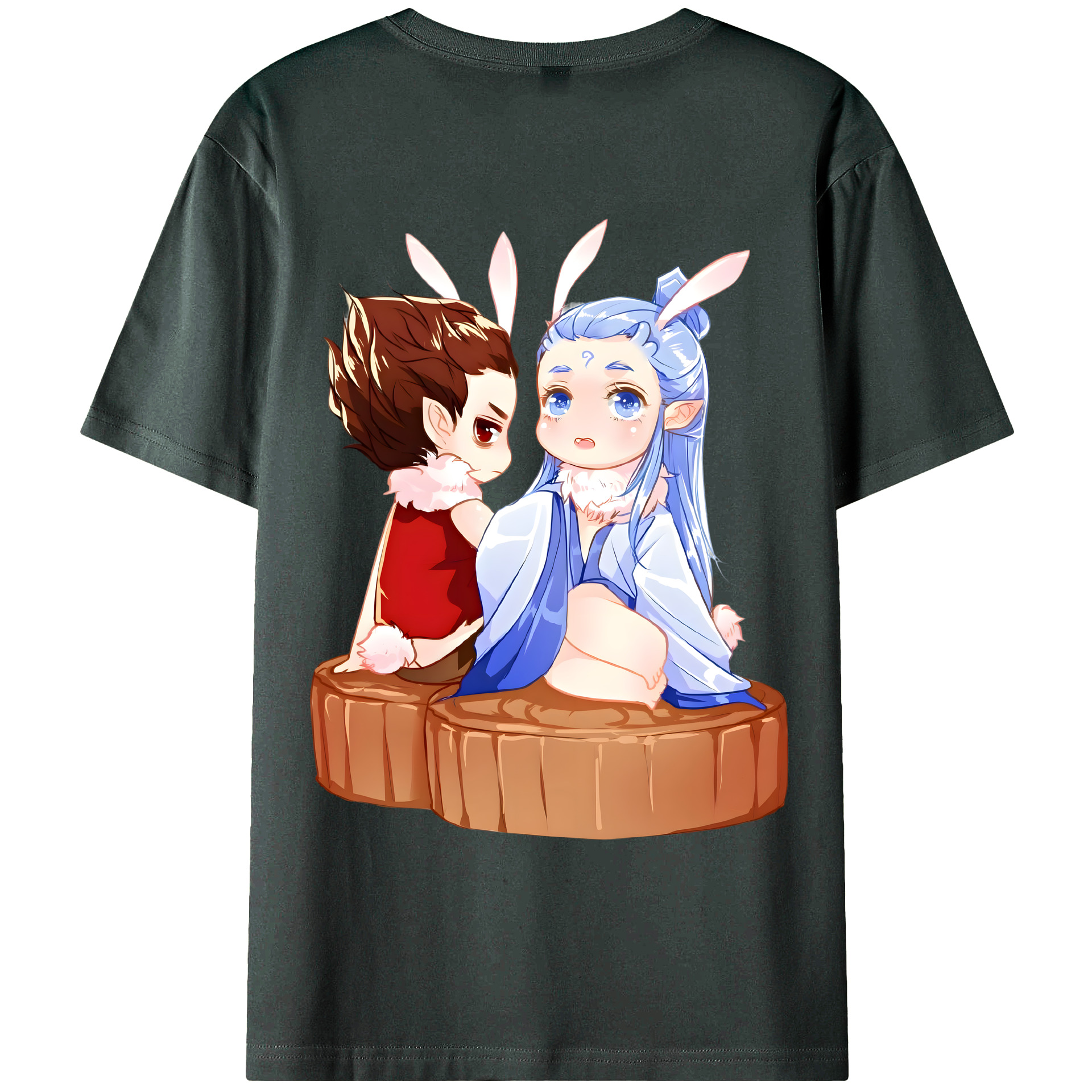（画像用） Ne Zha 2 ナタ 魔童の大暴れ 綿100％ メンズ半袖Tシャツ（バックプリント） 通気性